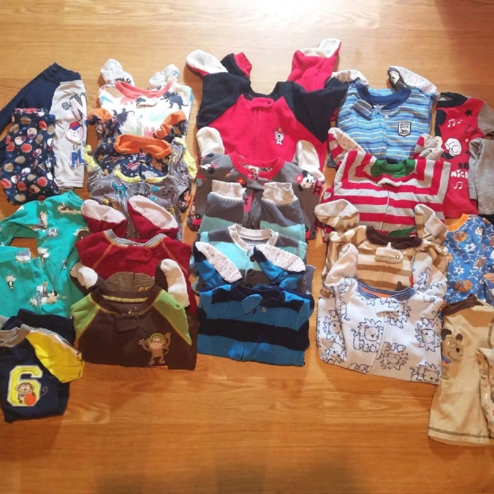 Huge lot baby boy pajamas sleepers 12-18 months